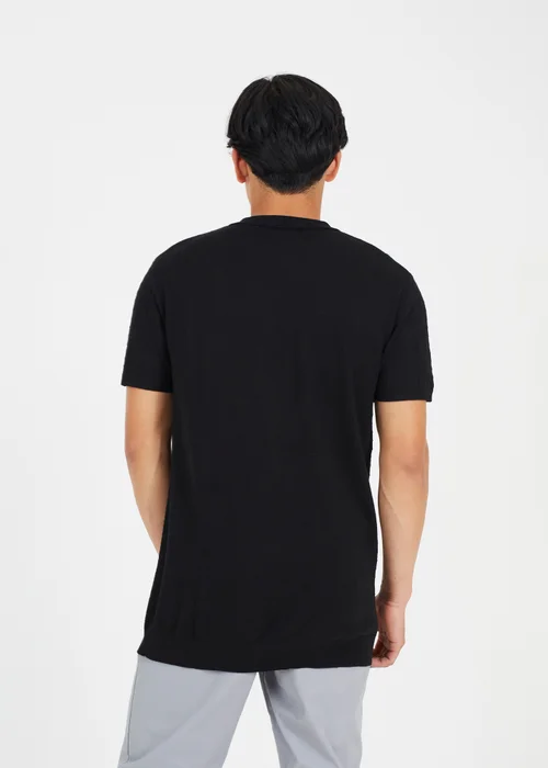 Brave Soul Black Short Sleeve Knitted Polo Shirt - M Image 2