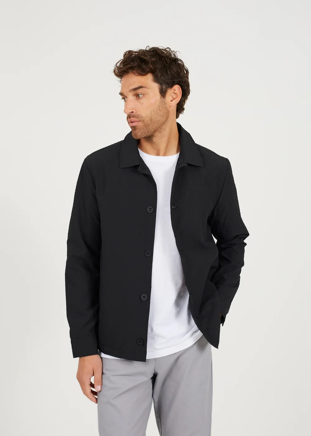 Brave Soul Black Seersucker Shacket - S Image 1