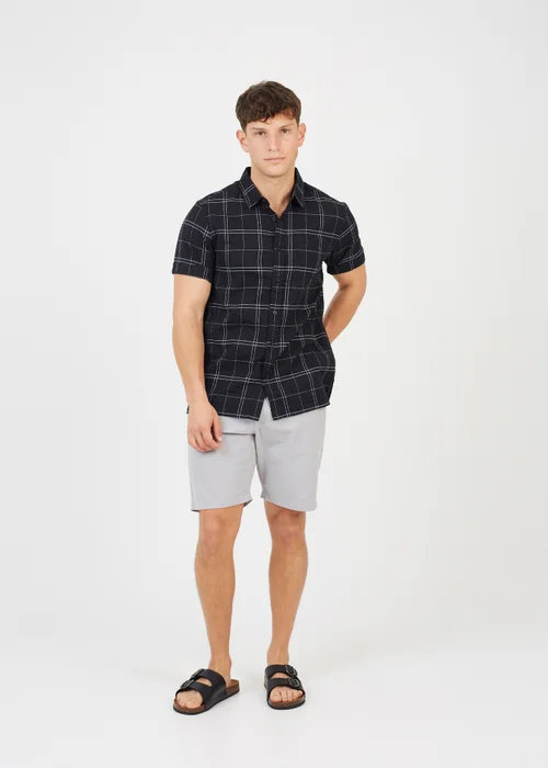 Brave Soul Black Check Short Sleeve Shirt - S Image 4