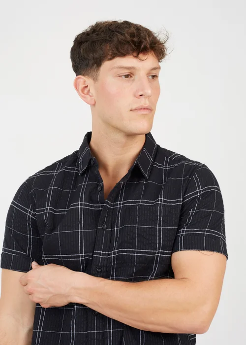 Brave Soul Black Check Short Sleeve Shirt - S Image 3