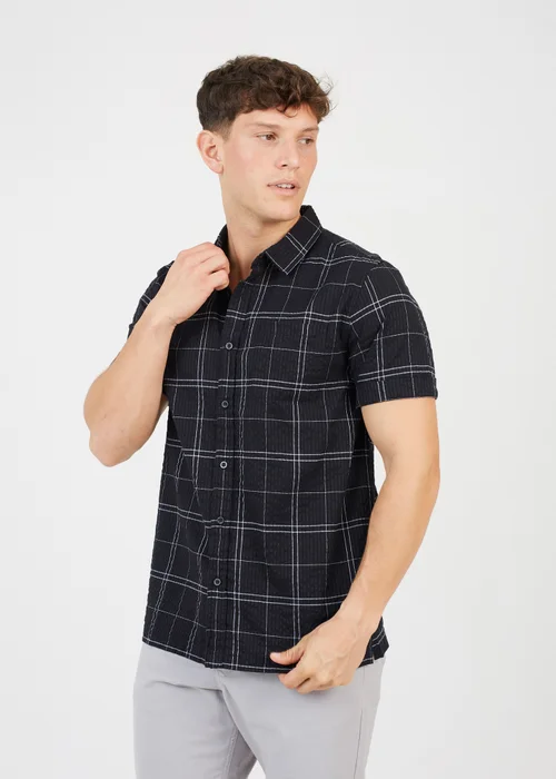 Brave Soul Black Check Short Sleeve Shirt - S Image 1