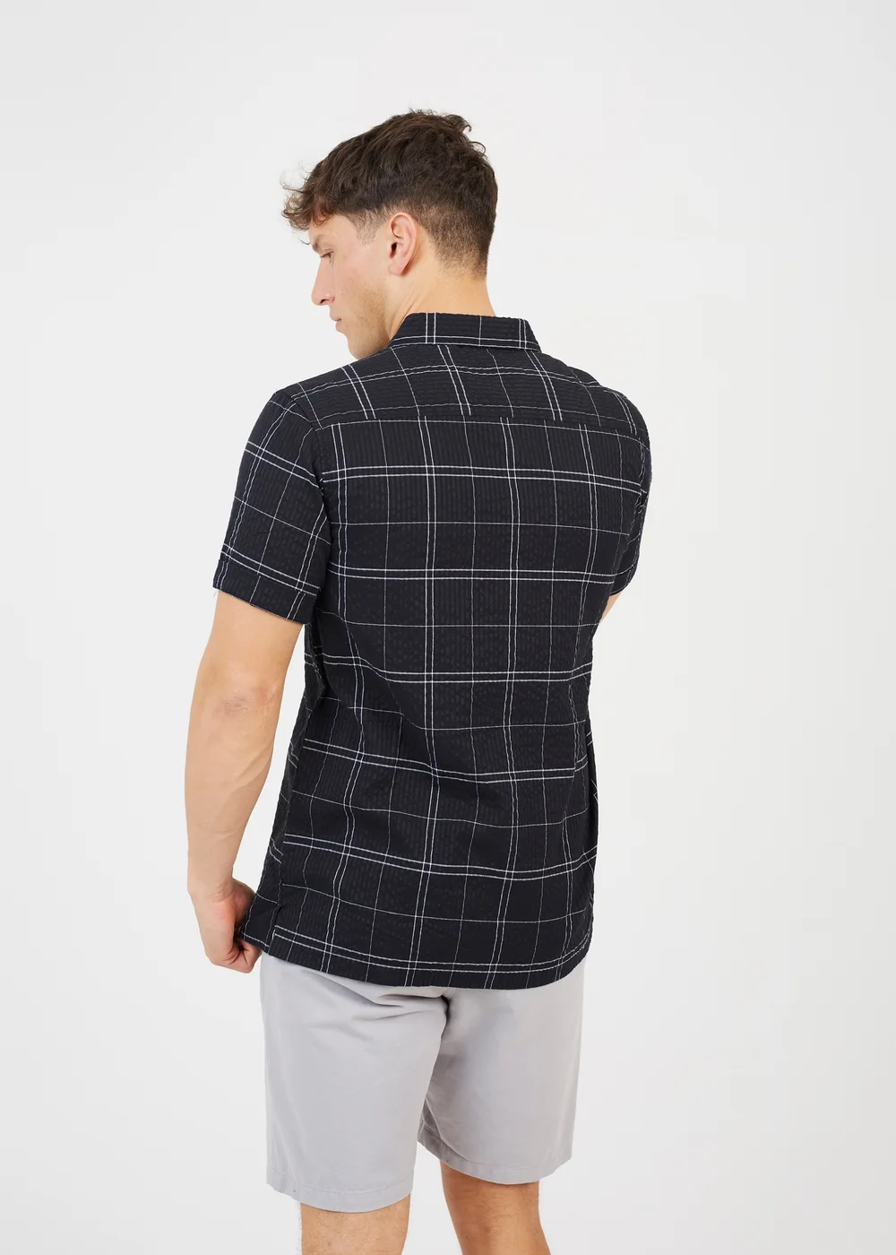 Brave Soul Black Check Short Sleeve Shirt - S Image 2