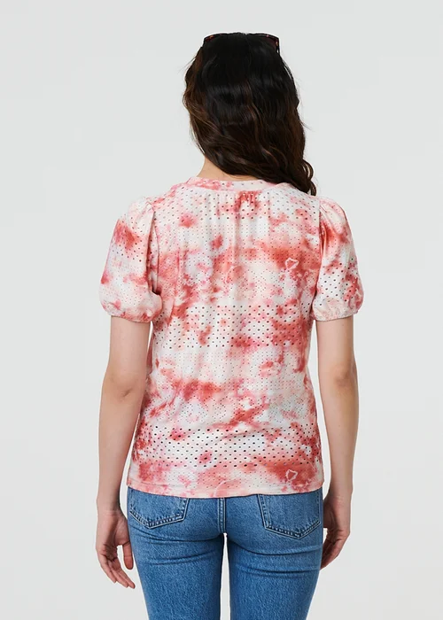 Izabel London Orange Tie Dye Cut Out Texture Short Sleeve Top - 8 Image 2