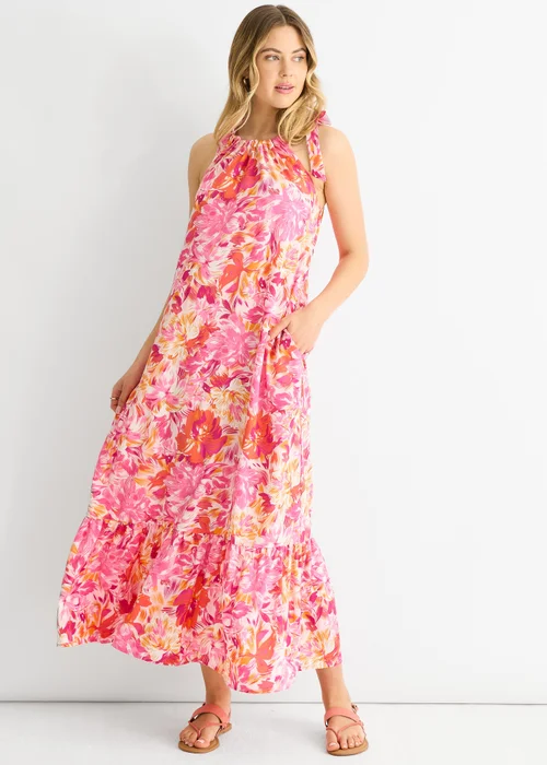 Gini London Red Floral Tie Straps Trapeze Dress - S/M Image 4