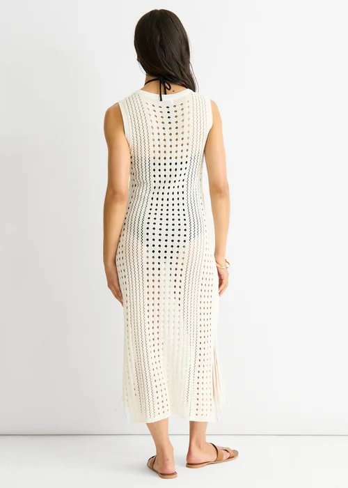 Gini London White Crochet Knit Bodycon Midi Dress - 8 Image 2