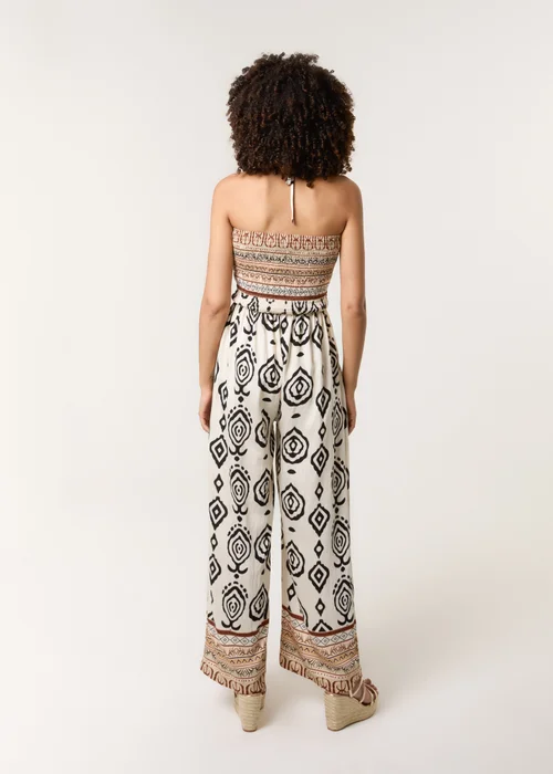 Blue Vanilla Stone Print Strapless Bandeau Shirred Jumpsuit - M/L Image 2