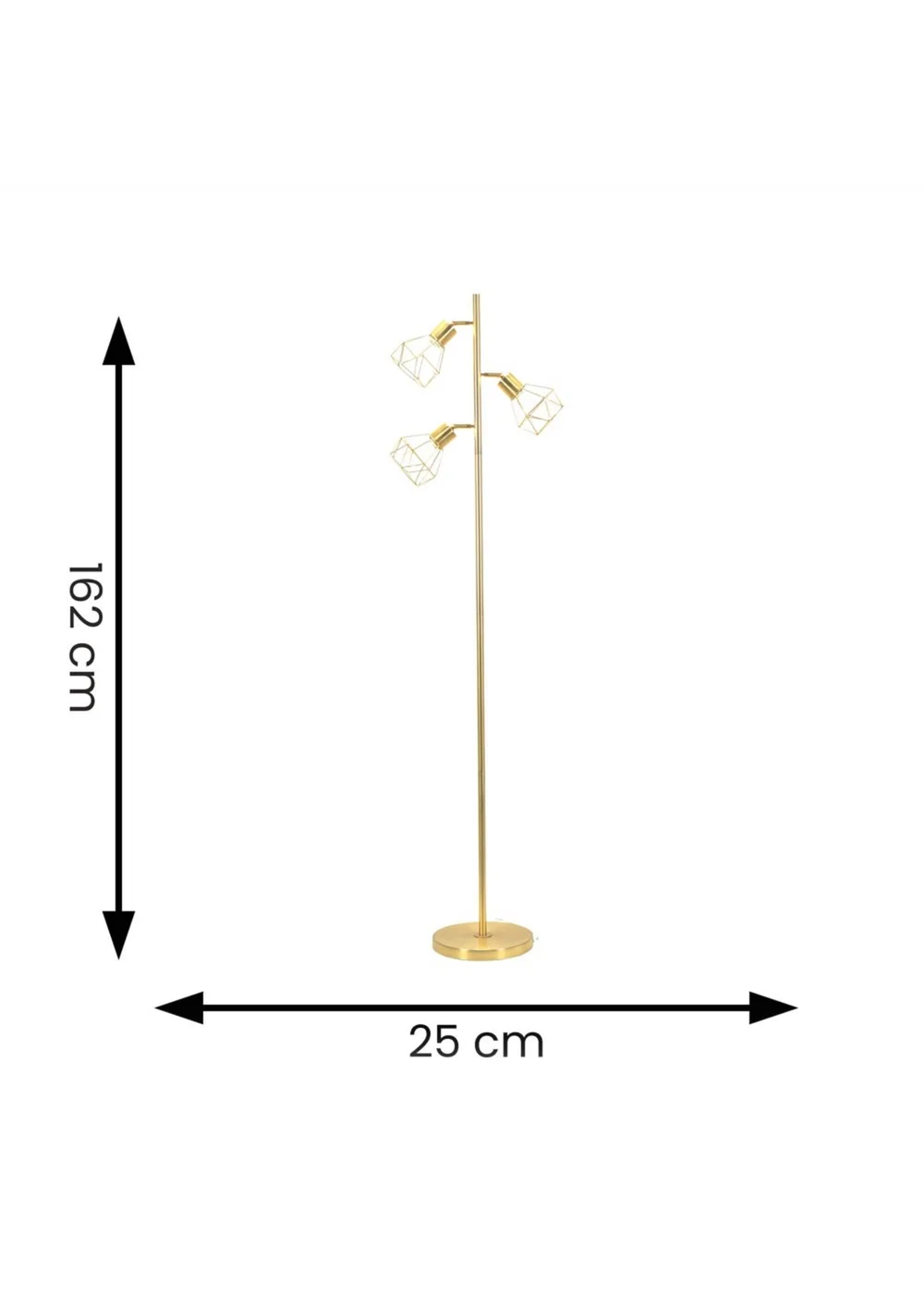 ValueLights Angus Brushed Floor Lamp with Gold Shade (162cm x 25cm x 25cm) - One Size Image 5