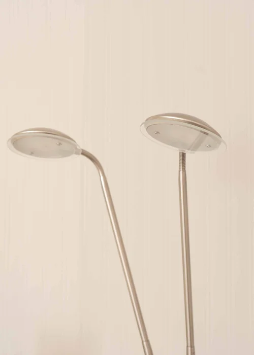 ValueLights Beata 2 arm Dimmable Brushed Silver Floor Lamp - One Size Image 3
