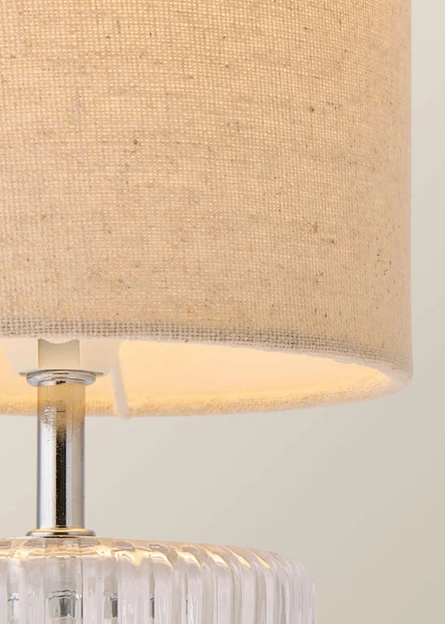 ValueLights Betty Clear Natural Table Lamp with Natural Drum Shade (26cm x 14cm x 14cm) - One Size Image 4