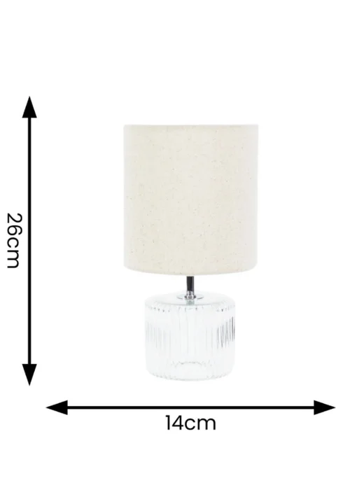 ValueLights Betty Clear Natural Table Lamp with Natural Drum Shade (26cm x 14cm x 14cm) - One Size Image 5