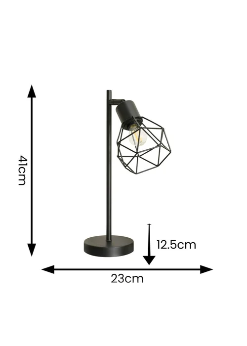 ValueLights Angus Matte Black Adjustable Table Lamp with Black Shade (41cm x 12.5cm x 23cm) - One Size Image 6