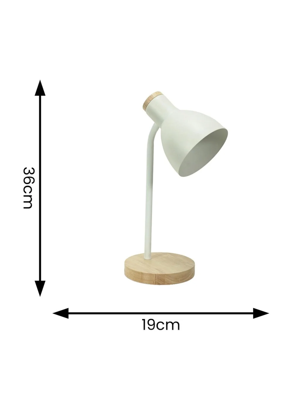 ValueLights Woody White Table Lamp with Tapered Shade (36cm x 19cm x 14cm) - One Size Image 6