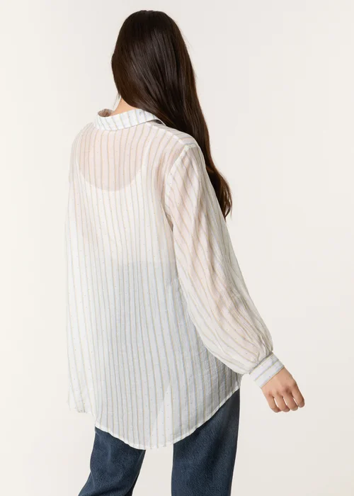 Blue Vanilla Blue Diamante Detailed Shirt With Vertical Stripes - M/L Image 3