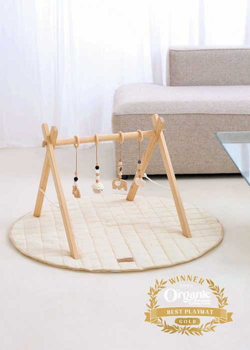 Clair de Lune Organic Cream Play Bundle Mat & Gym - 100 X 100 Image 6