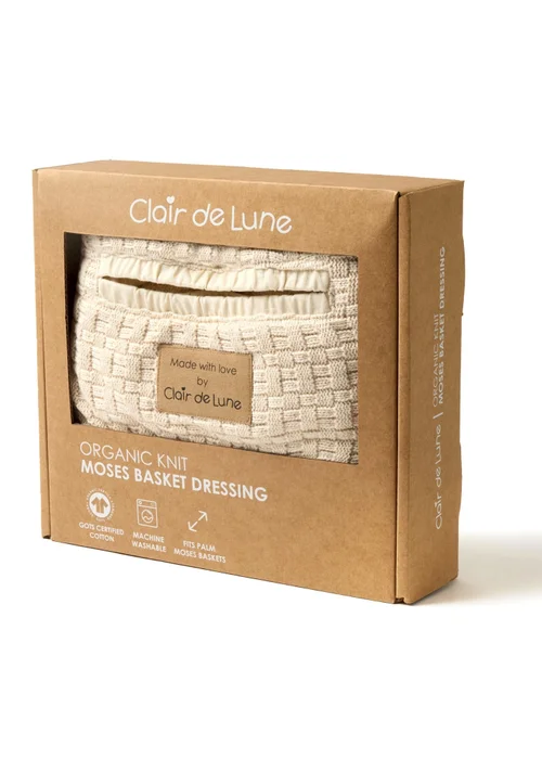Clair de Lune Organic Cream Knitted Moses Basket Dressing - 0-6 Months Image 2