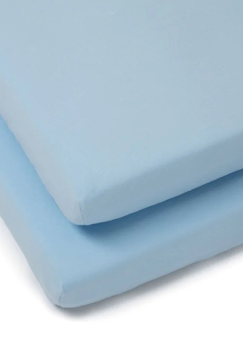 Clair de Lune 2 Pack Blue Cot Sheets - 60 X 120 Image 2