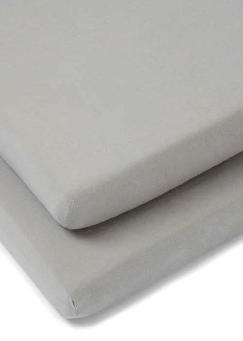 Clair de Lune 2 Pack Grey Cot Sheets - 60x120cm Image 2