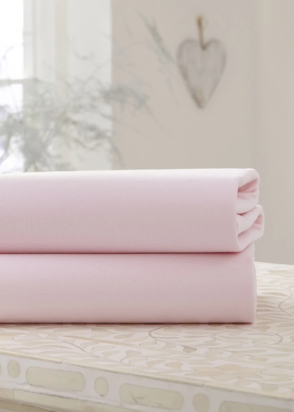 Clair de Lune 2 Pack Pink Cot Sheets - 60 X 120 Image 1