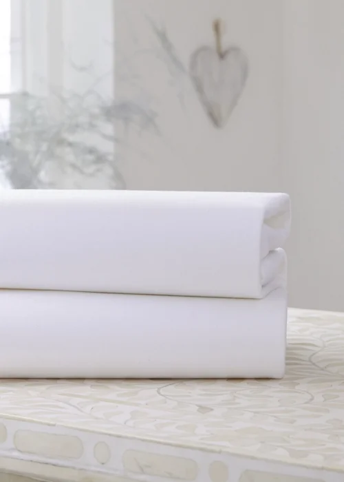 Clair de Lune 2 Pack White Cot Sheets - 60 X 120 Image 1