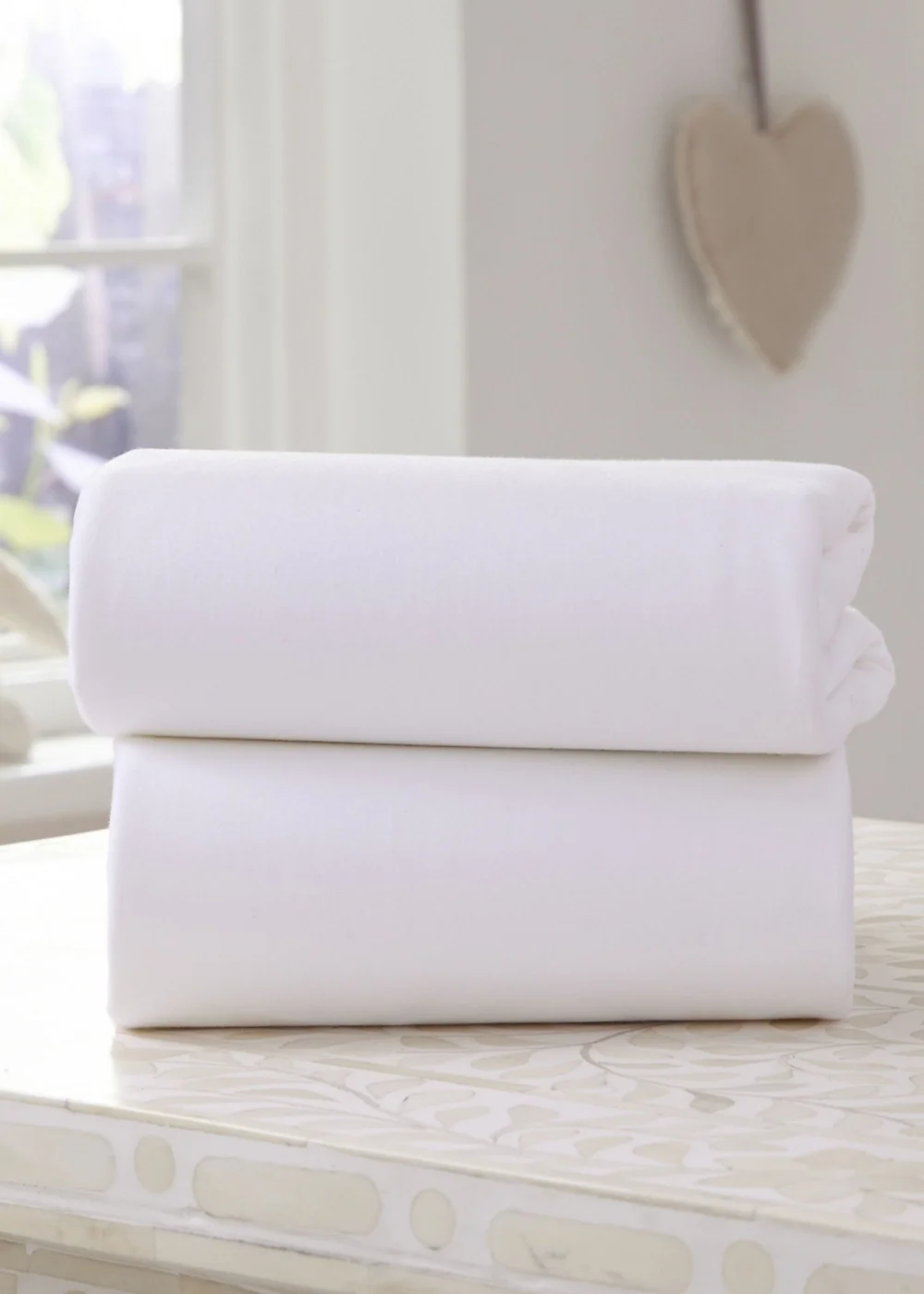 Clair de Lune 2 Pack White Pram/Crib Sheets - One Size Image 1