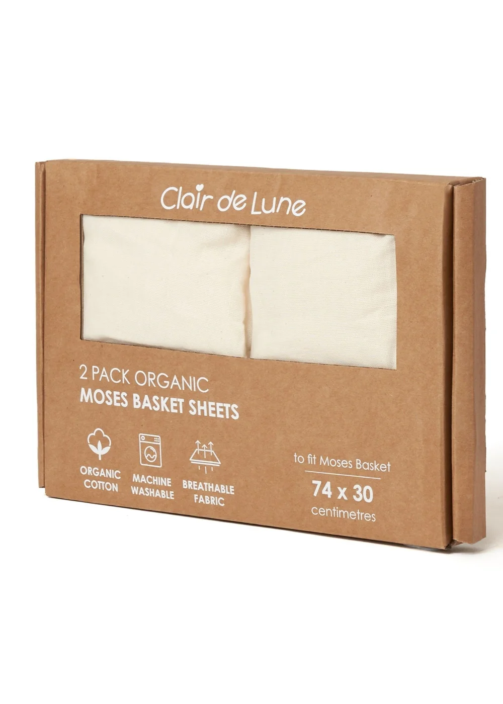 Clair de Lune 2 Pack Organic Moses Sheets Cream - One Size Image 3