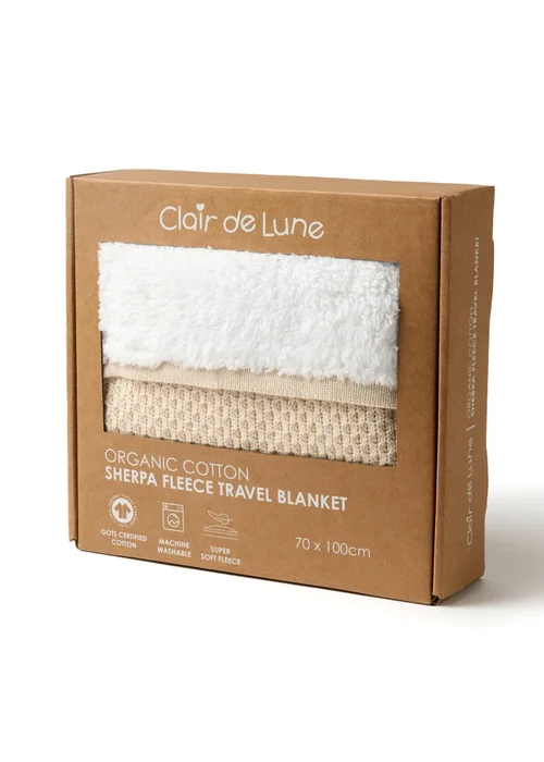 Clair de Lune Organic Cream Knit Sherpa Blanket - 70 X 90 Image 4