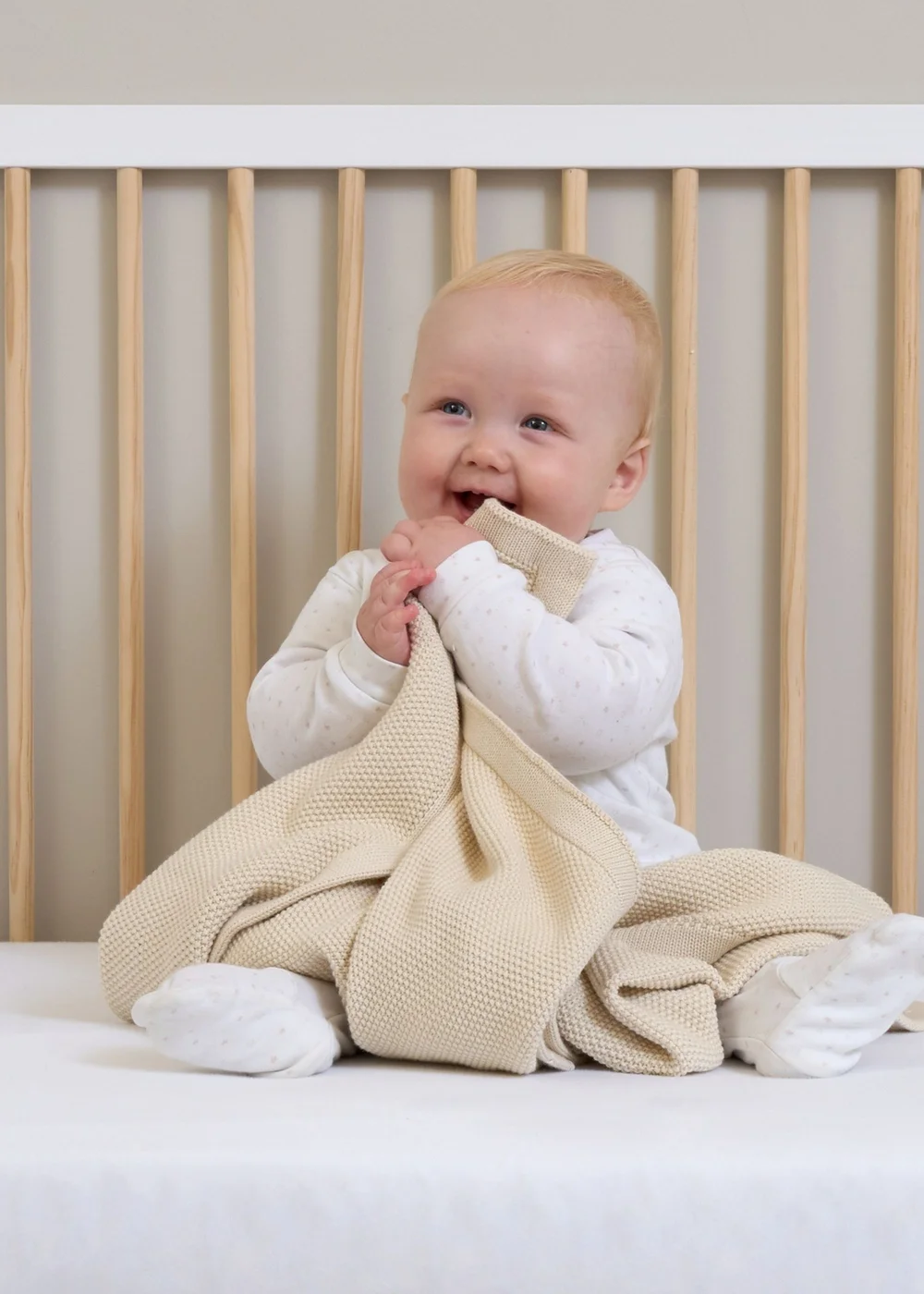 Clair de Lune Organic Cream Knitted Blanket - 70 X 90 Image 1