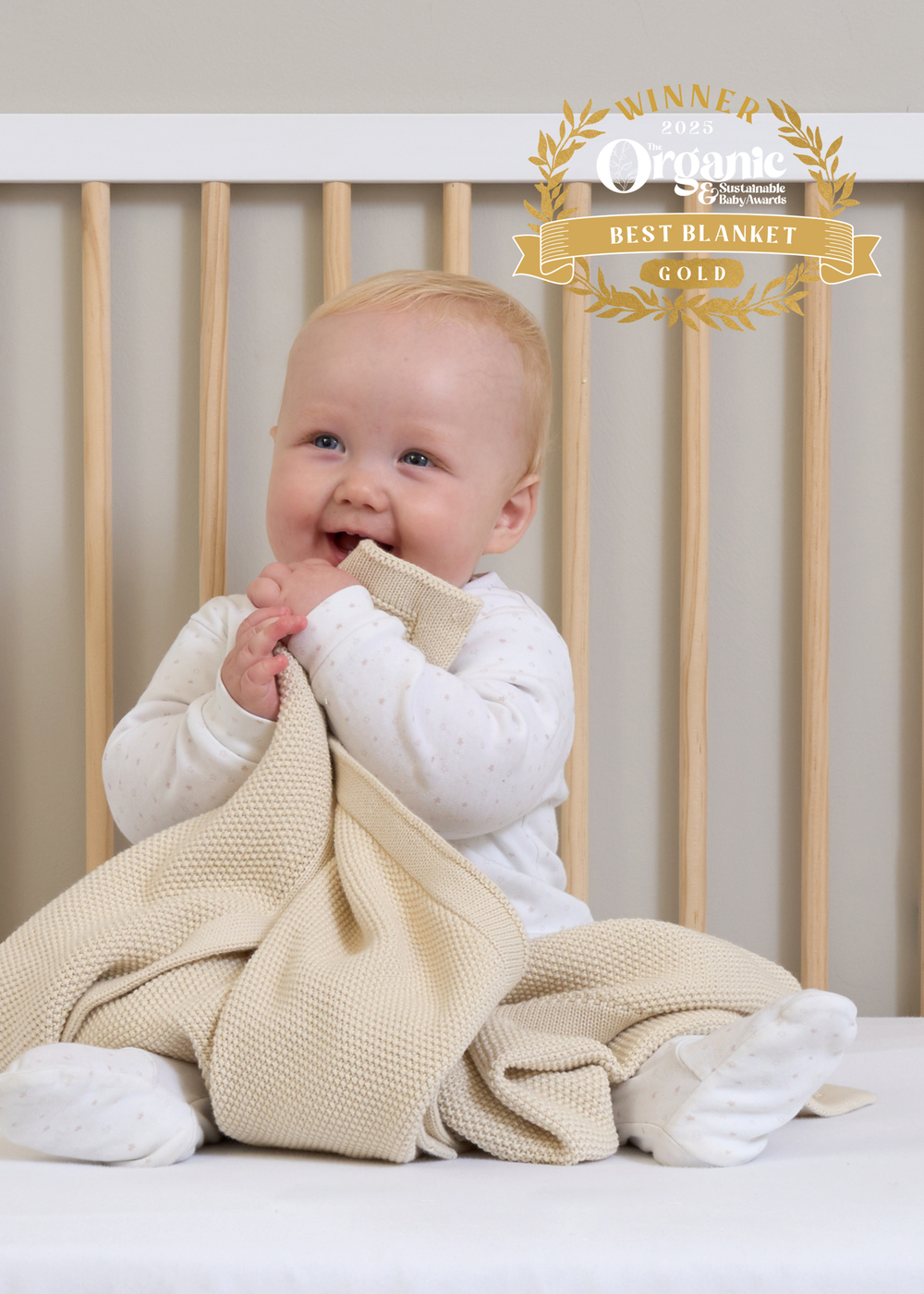 Clair de Lune Organic Cream Knitted Blanket - 70 X 90 Image 6