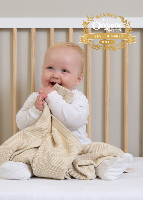 Clair de Lune Organic Cream Knitted Blanket - 70 X 90 Image 6