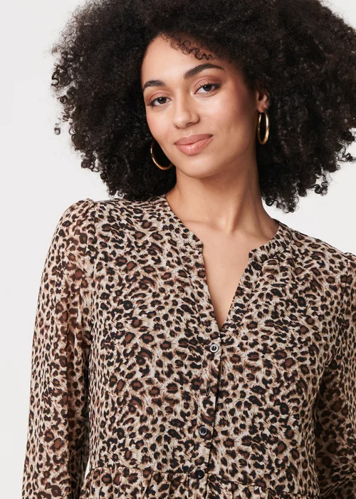 Izabel London Beige Animal Print Long Sleeve Midi Dress - 16 Image 2