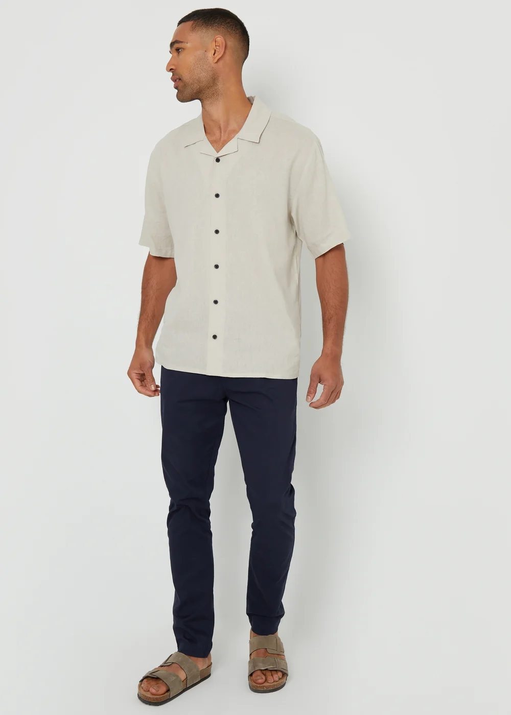 Threadbare Stone Kylian Linen Blend Revere Collar Short Sleeve Shirt - XL Image 4