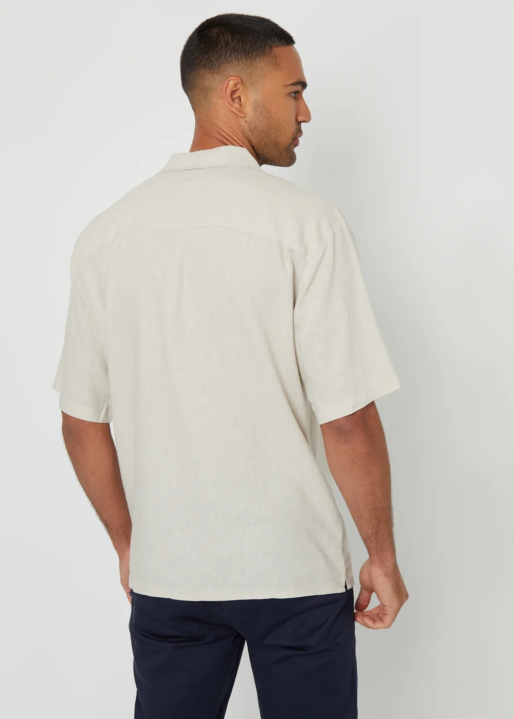 Threadbare Stone Kylian Linen Blend Revere Collar Short Sleeve Shirt - XL Image 2