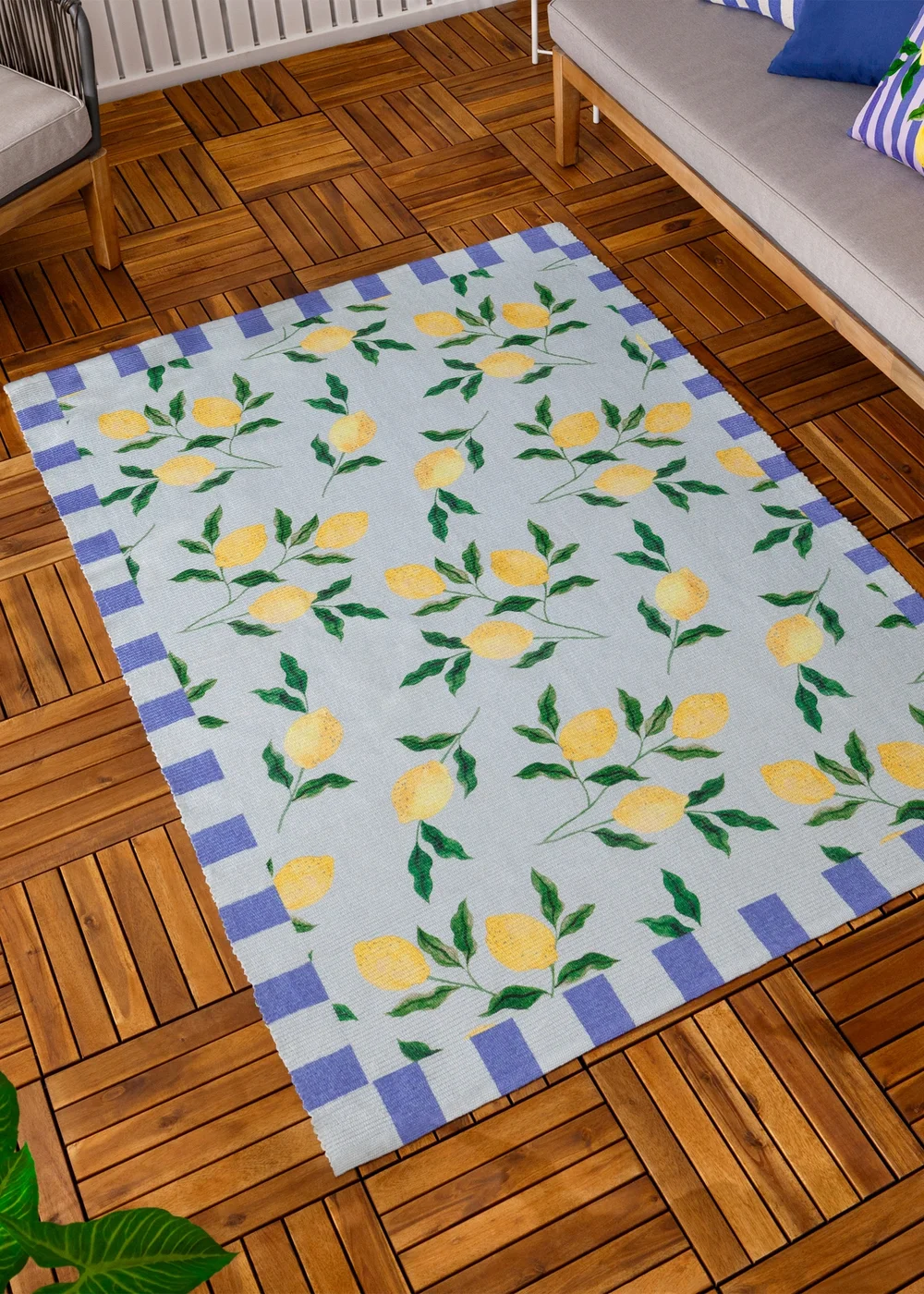 furn. Blue Lemons Printed Indoor/Outdoor Rug - 120 x 170 Image 1