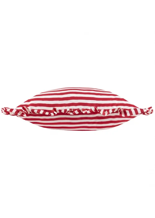 Wylder Nature Red Millie Ruffle Striped Outdoor Cushion - One Size Image 3
