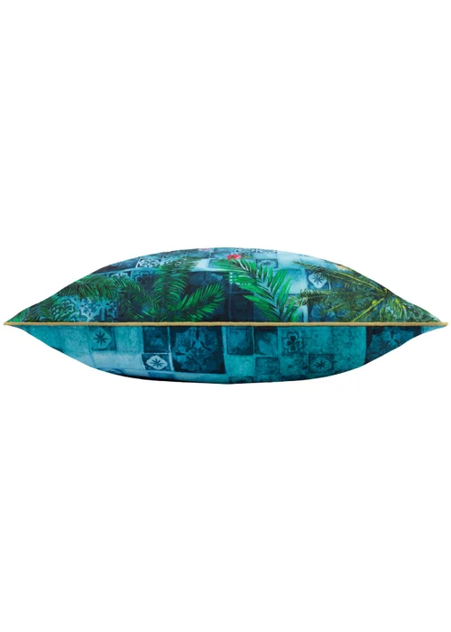 Paoletti Dark Blue Majorelle Leopard Outdoor Piped Outdoor Cushion - One Size Image 4