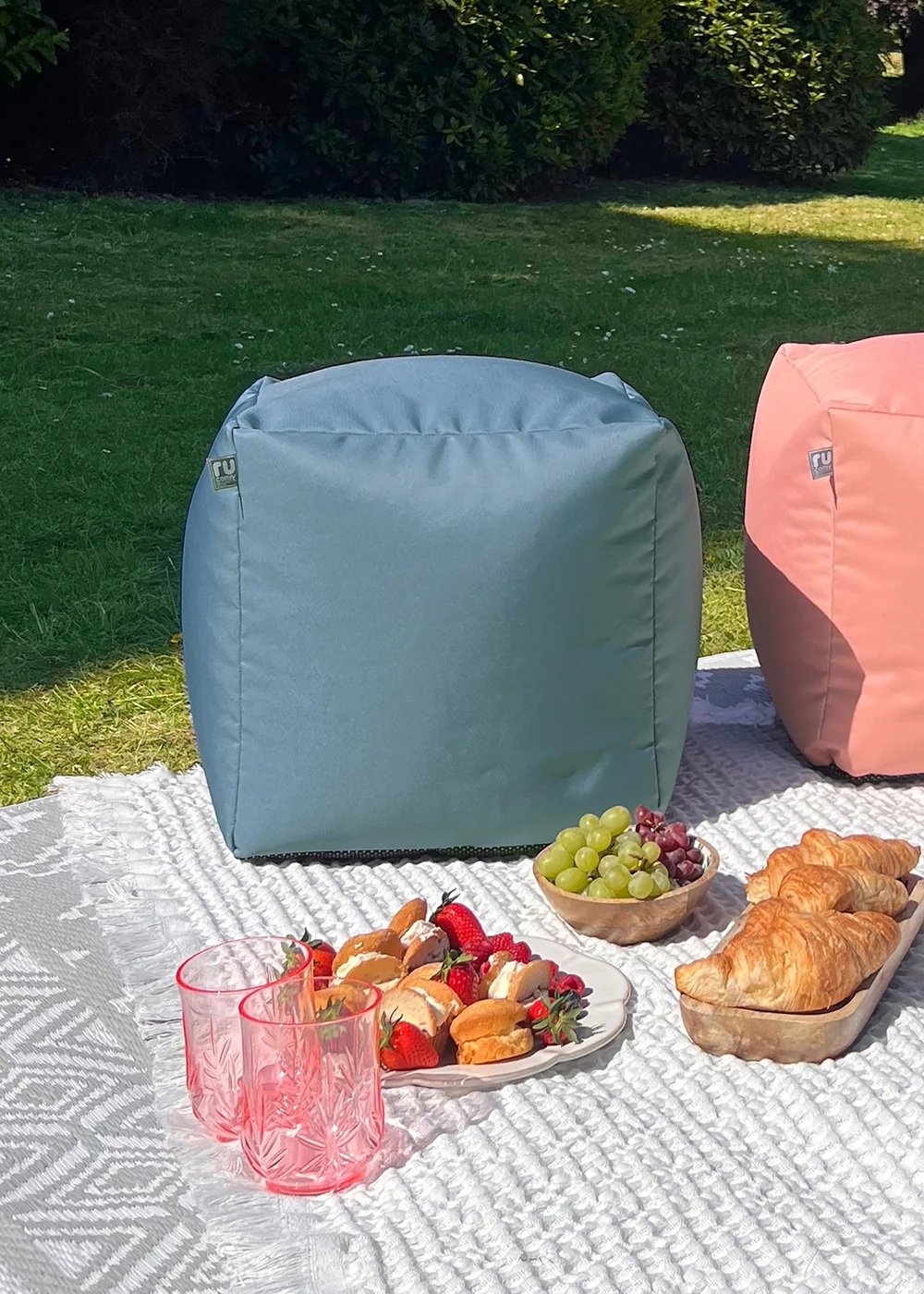 rucomfy Indoor/Outdoor Cube Seafoam Blue Beanbag - One Size Image 1
