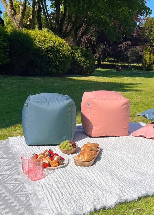 rucomfy Indoor/Outdoor Cube Seafoam Blue Beanbag - One Size Image 2