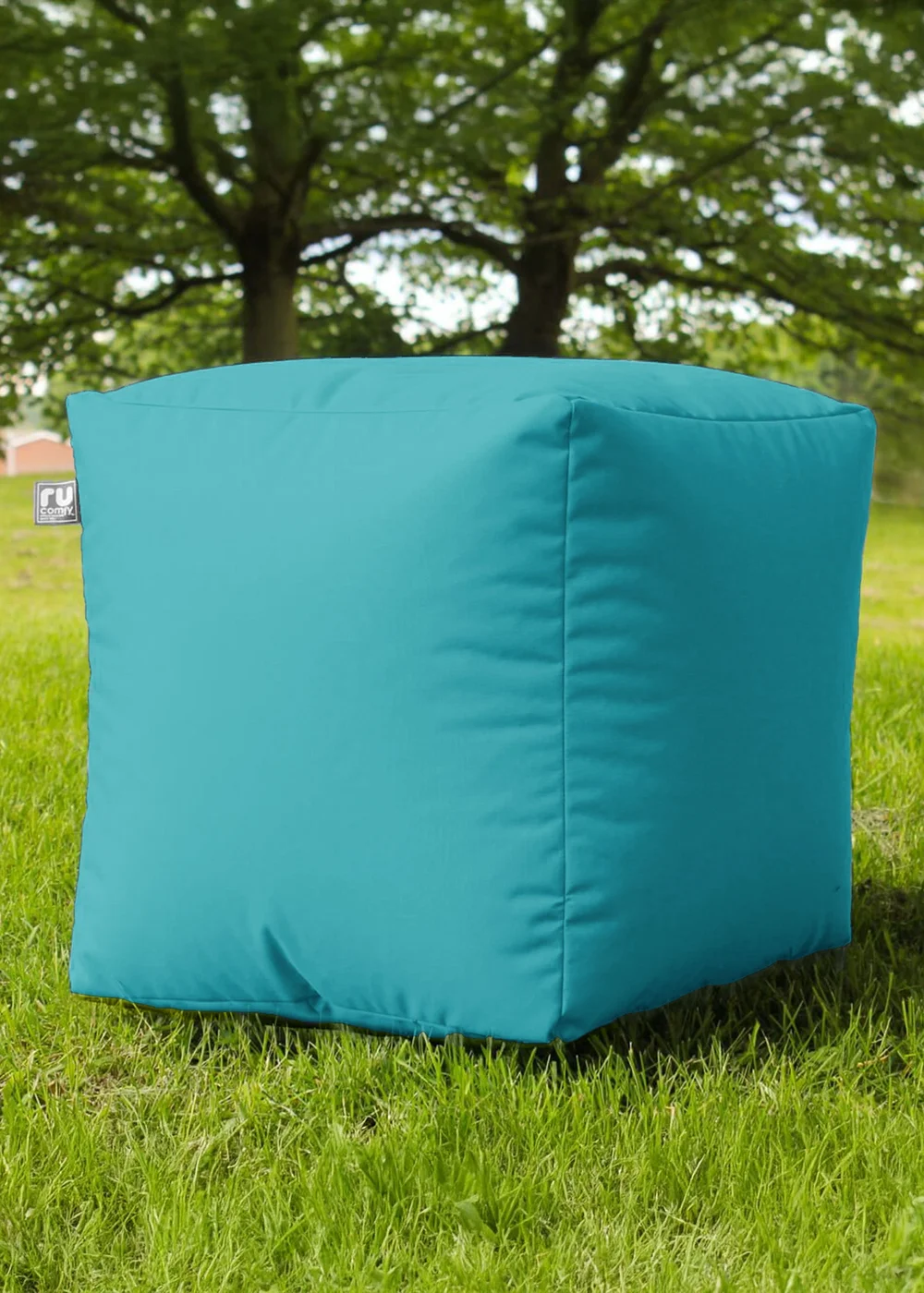 rucomfy Indoor/Outdoor Cube Turquoise Beanbag - One Size Image 1
