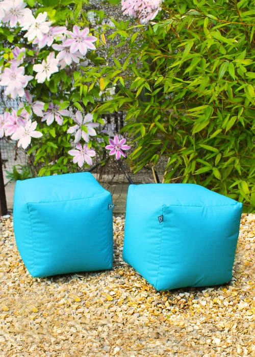 rucomfy Indoor/Outdoor Cube Turquoise Beanbag - One Size Image 2