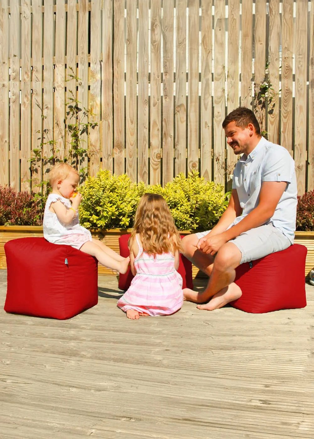 rucomfy Indoor/Outdoor Cube Red Beanbag - One Size Image 2