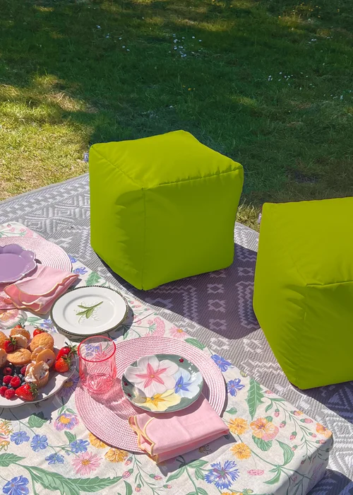 rucomfy Indoor/Outdoor Cube Olive Green Beanbag - One Size Image 1