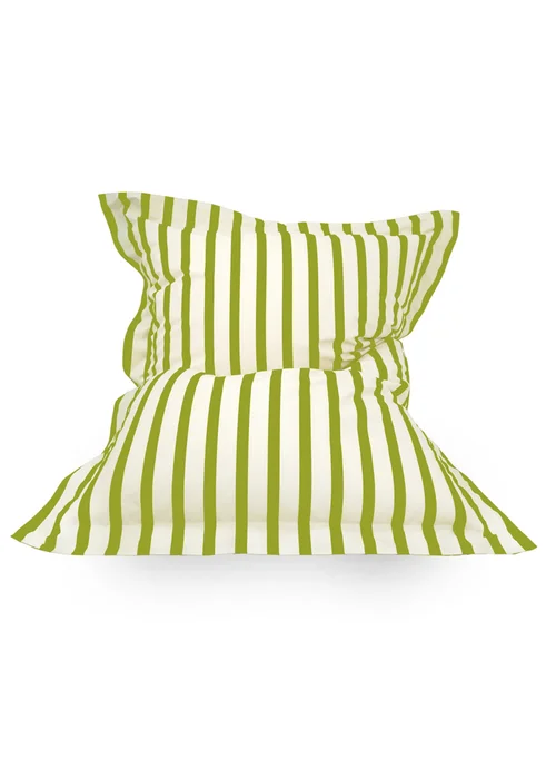 rucomfy Indoor/Outdoor Giant Striped Squashy Squarbie Olive Green Beanbag - One Size Image 1