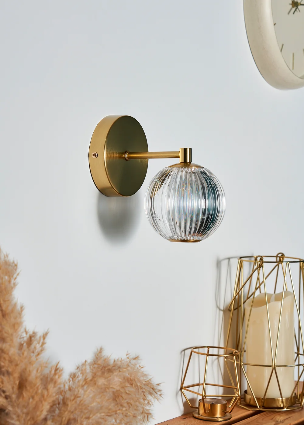 BHS Satin Brass Rimi Acrylic Wall Light - One Size Image 1