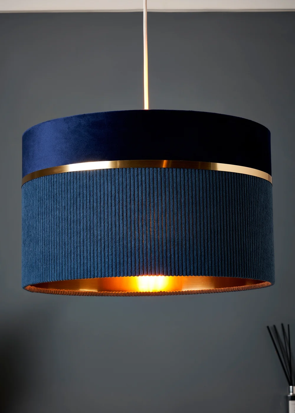 BHS Lighting Juel Velvet Easyfit Blue Shade (20cm x 30cm) - One Size Image 3