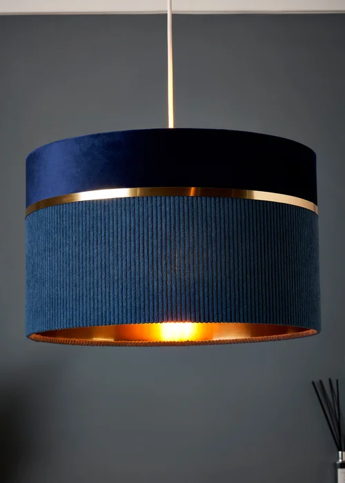 BHS Lighting Juel Velvet Easyfit Blue Shade (20cm x 30cm) - One Size Image 3