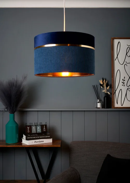 BHS Lighting Juel Velvet Easyfit Blue Shade (20cm x 30cm) - One Size Image 1