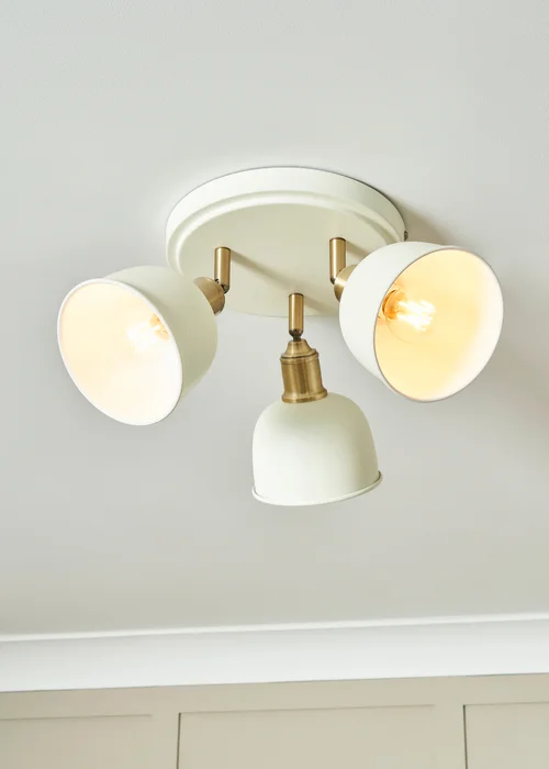 BHS Lighting Damani Ivory & Brass Ceiling 3 Light (21cm x 36cm) - One Size Image 3