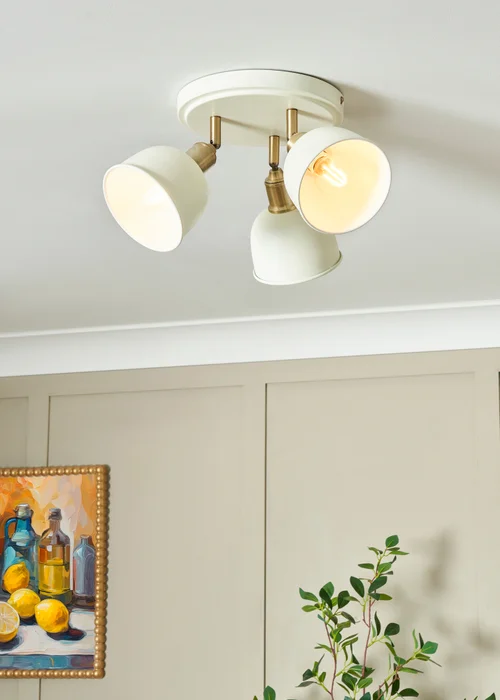 BHS Lighting Damani Ivory & Brass Ceiling 3 Light (21cm x 36cm) - One Size Image 1
