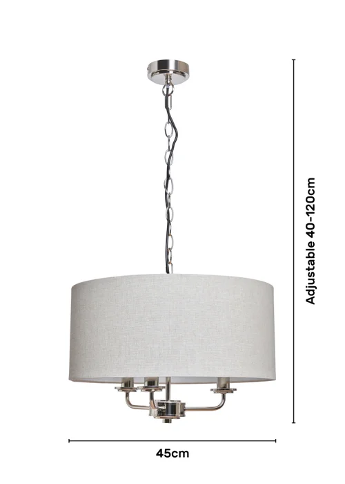 BHS Lighting Harley Ceiling 3 Light Chrome (40-120cm x 45cm) - One Size Adjustable Image 6