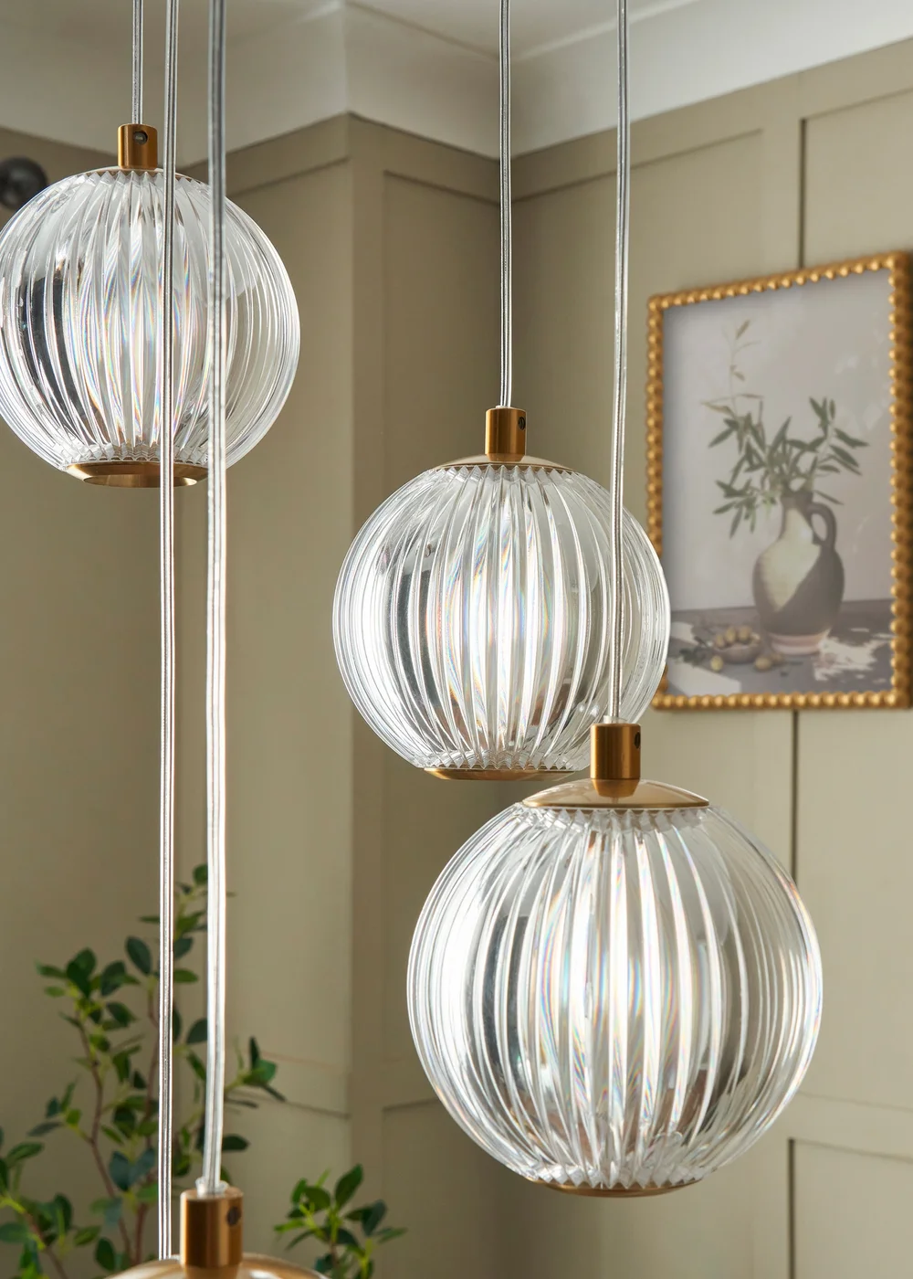 BHS Lighting Raeden LED Brass Acrylic Ball 7 Light Cascade (80-110cm x 36cm) - One Size Adjustable Image 4